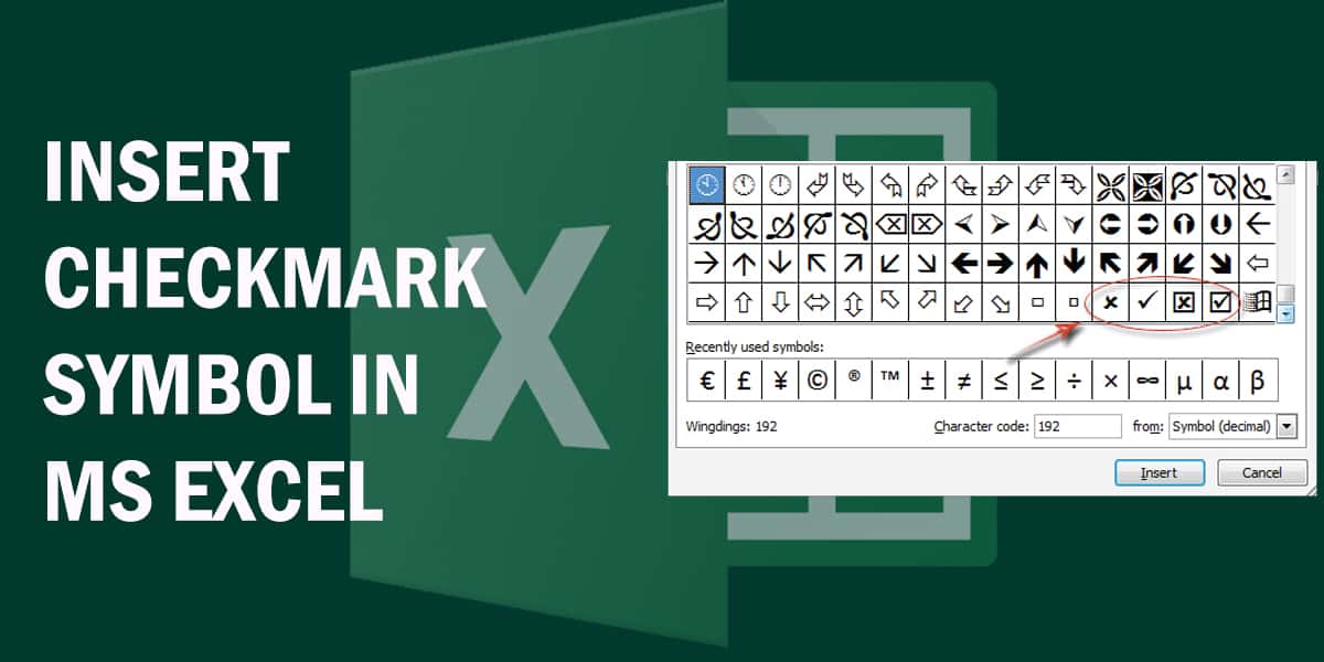 How to Insert a Check Mark Symbol in Excel