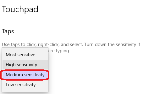 laptop touch pad settings