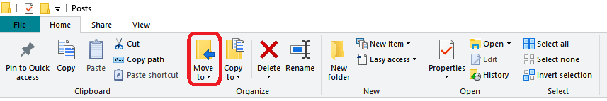 move folders to another location to free up space on pc