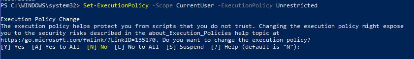 set execution Policy in windows power shell