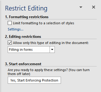 Restrict editing option