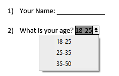 drop-down list created