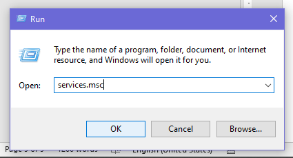 run services.msc
