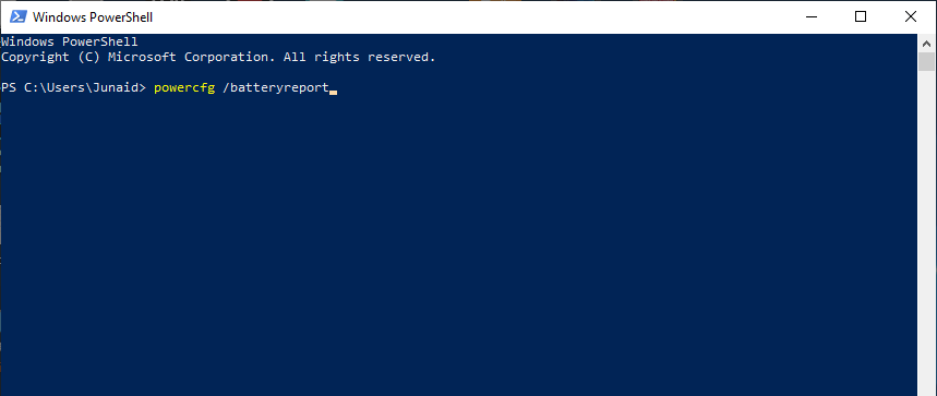 battery report windows powershell