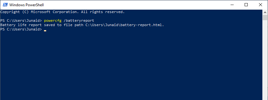 battery usage report powershell