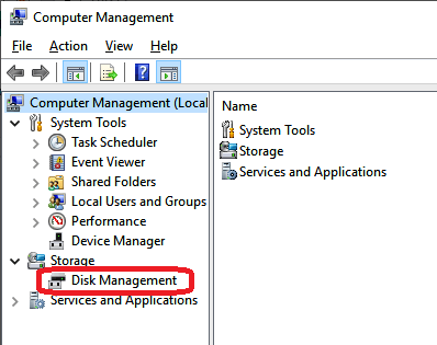 open disk management