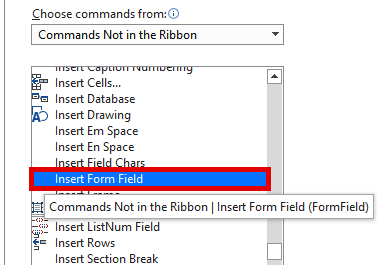 select insert form field