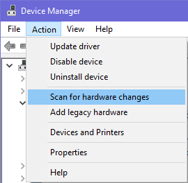 scan for hardware changes