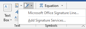 select ms office signature line