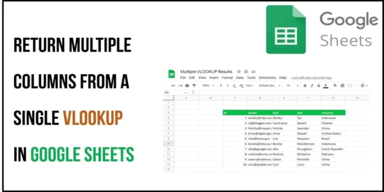 How to Return Multiple Columns from a Single VLOOKUP in Google Sheets
