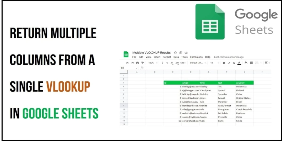 A Google sheet having a data table