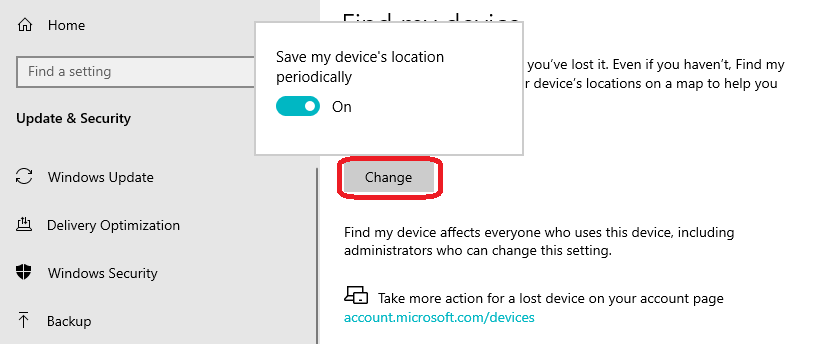 Enable the "find my device" feature