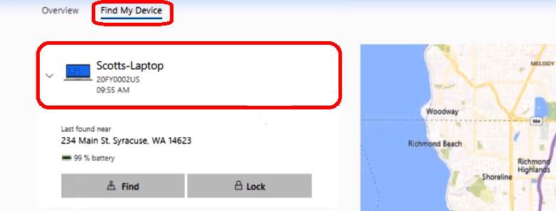 Then under 'find my device', select your device