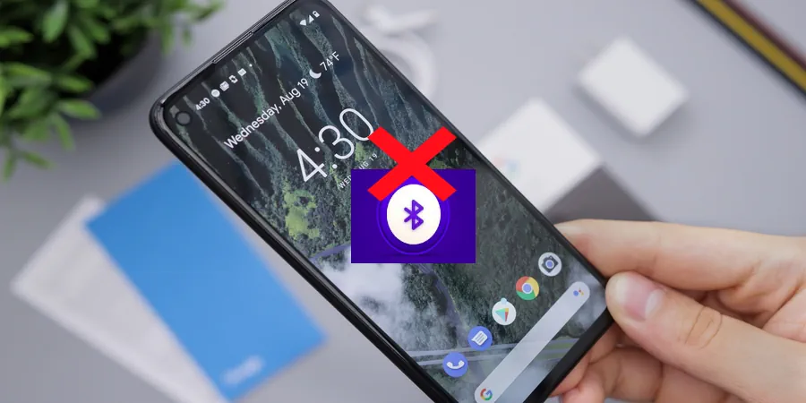 Android phone with a cross sign on Bluetooth icon