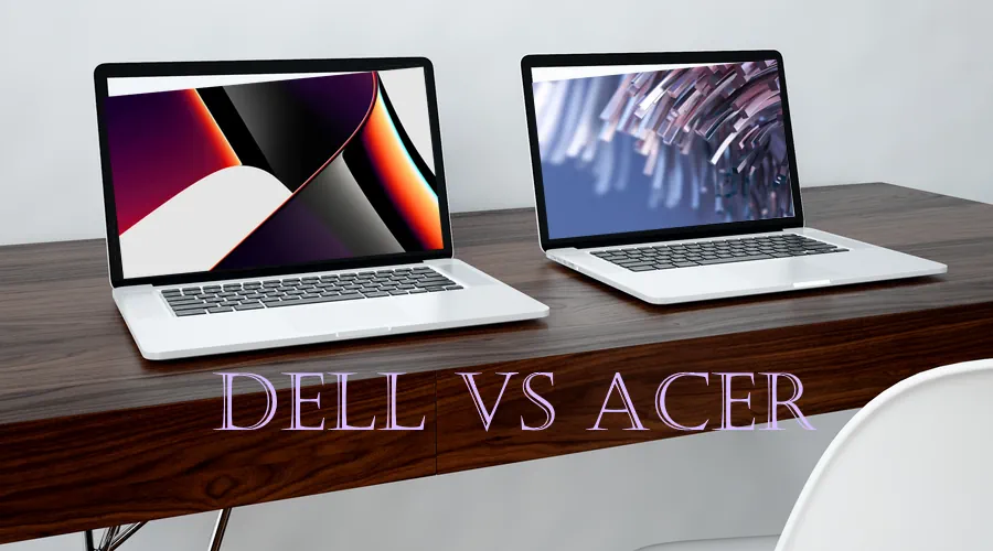 Dell vs Acer laptops: Two laptops placed on a table