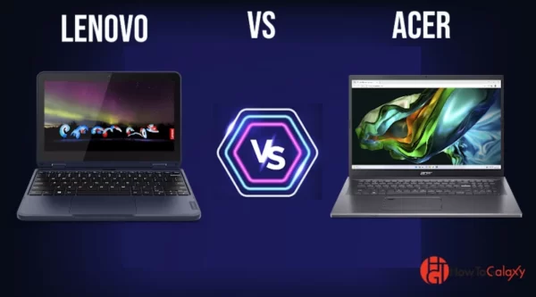 A Lenovo laptop on left side and a Acer laptop on the right side