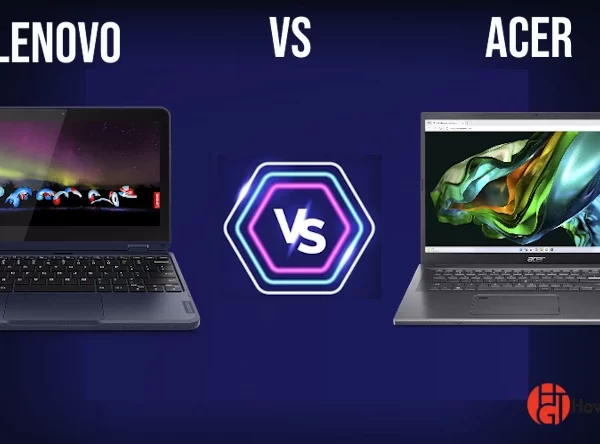 A Lenovo laptop on left side and a Acer laptop on the right side