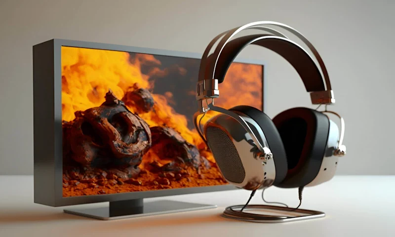 A headphones along with a TV