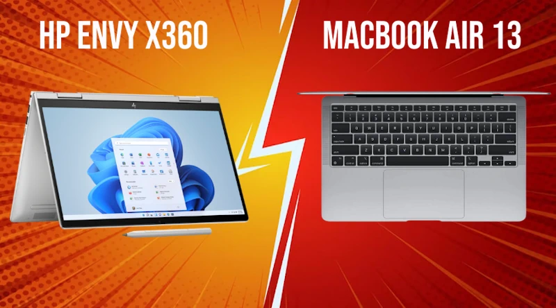 HP ENVY vs MacBook Air - Two laptops are placed side-by-side