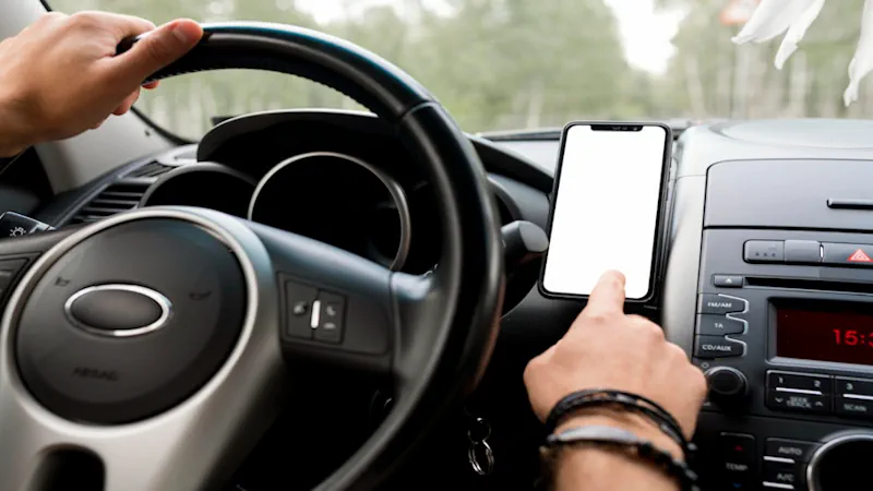 A man is seeing his smartphone for tire pressure monitoring